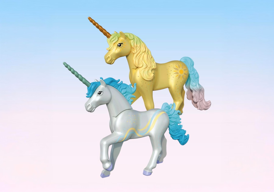 Unicorno da collezione: Fiore arcobaleno con fata