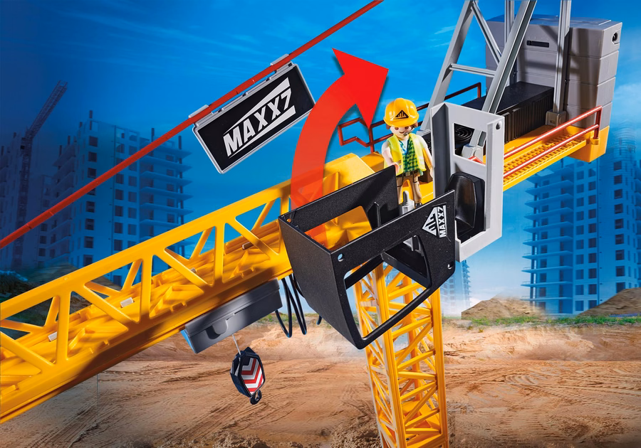 Gru radiocomandata con sezione di costruzione