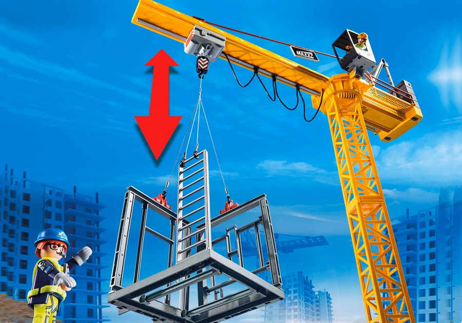 Gru radiocomandata con sezione di costruzione