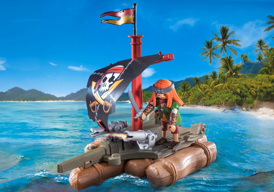 Zattera pirata con tesoro