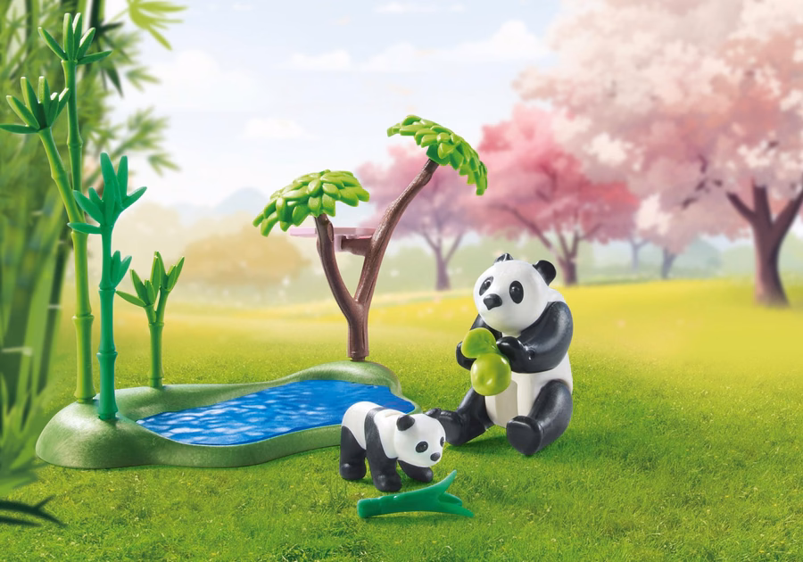 Giardino asiatico con panda